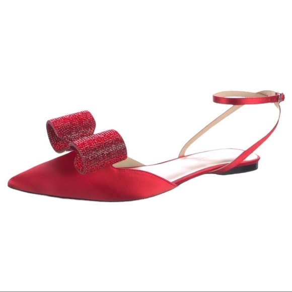 Amina Abdul Jillil | NWB Satin and Crystal Bow Tuxedo Flat in Red - Size IT 41 - Picture 2 of 7